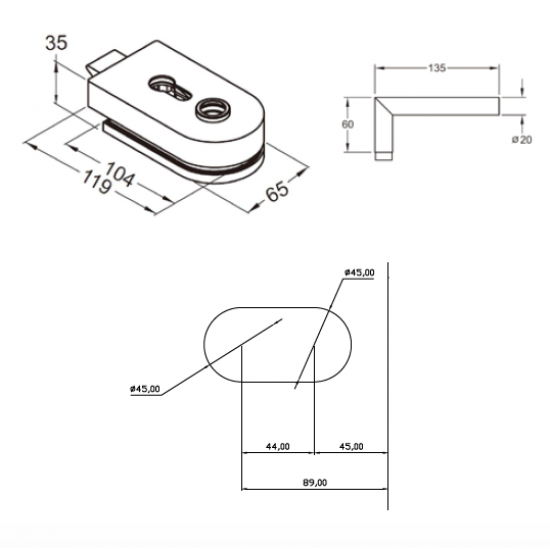 THOOR ROUND CAM KAPI KİLİDİ KISA (120 mm) - Rondo Cam Kapı Kolları