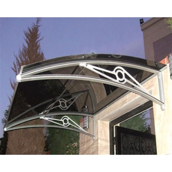 TF Prolüx Kapı Üstü 15,17 Alüminyum Ayaklı Sundurma 170 X 150 Gri 4 mm Solid Levha 