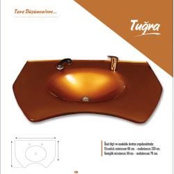 Cam Lavabo Tugra Modeli 80x56 cm