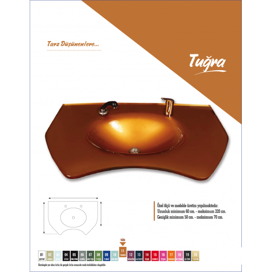 Cam Lavabo Tuğra Modeli 100x56 cm - Cam Lavabo Modelleri