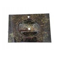 Cam Lavabo Siyah Altın Desenli 100 x 56 cm 12 mm