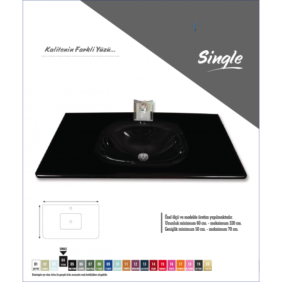 Cam Lavabo Single Modeli 80x56 cm - Cam Lavabo Modelleri