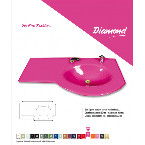 Cam Lavabo Diamond Modeli 90x56 cm - Cam Lavabo Modelleri