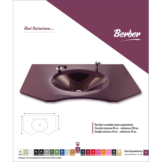 Cam Lavabo Berber Modeli 80x56 cm - Cam Lavabo Modelleri