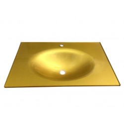 Cam Lavabo 15 mm 90 x 56 cm Altın Rengi
