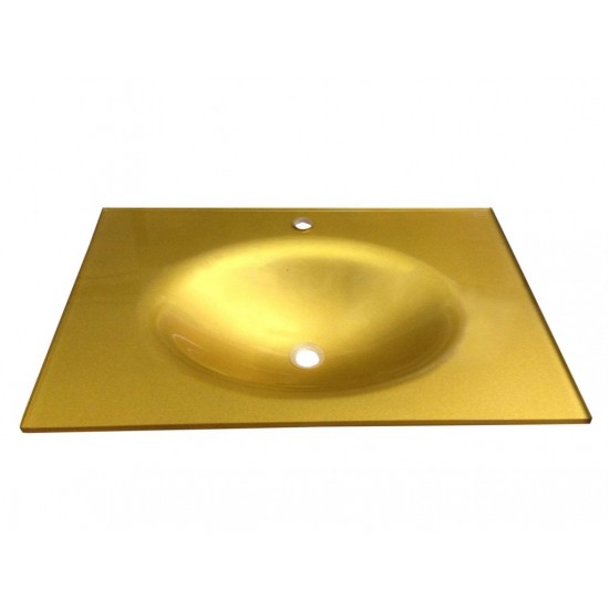 Cam Lavabo 15 mm 90 x 56 cm Altın Rengi - Cam Lavabo Modelleri