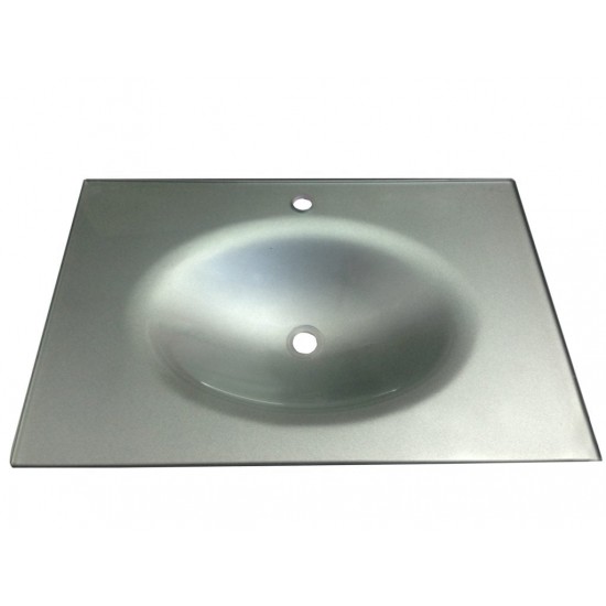 Cam Lavabo 12 mm 70 x 56 cm Metalik Gri - Cam Lavabo Modelleri