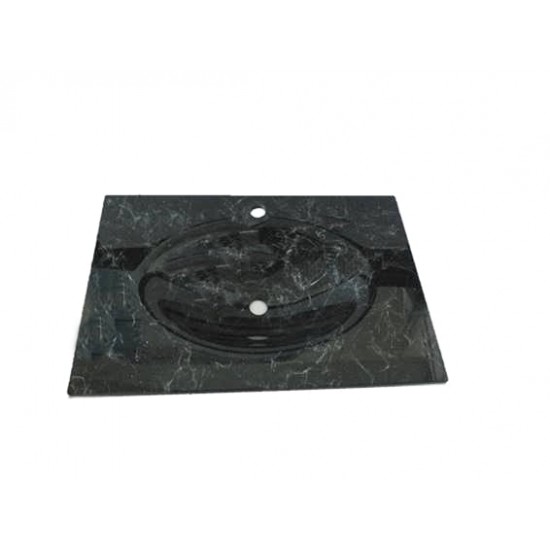 Cam Lavabo 12 mm 100 x 56 cm Gri Desenli Siyah - Desenli Cam Lavabo Modelleri