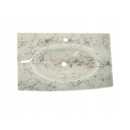 Cam Lavabo 12 mm 100 x 56 cm Beyaz Siyah Desenli