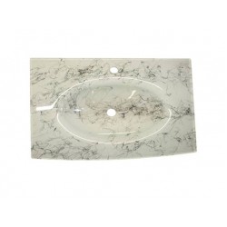 Cam Lavabo 12 mm 100 x 56 cm Beyaz Siyah Desenli
