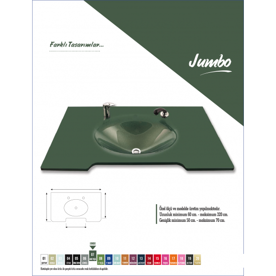 Cam Lavabo  Jumbo Modeli 70x56 cm - Cam Lavabo Modelleri