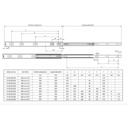 Canex Teleskopik Bilyalı Ray (Geniş 43 mm) 43x25 cm