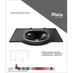 Cam Lavabo Platin Modeli 90x56 cm