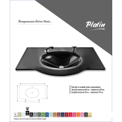 Cam Lavabo Platin Modeli 80x56 cm