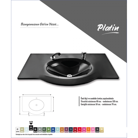 Cam Lavabo Platin Modeli 70x56 cm - Cam Lavabo Modelleri