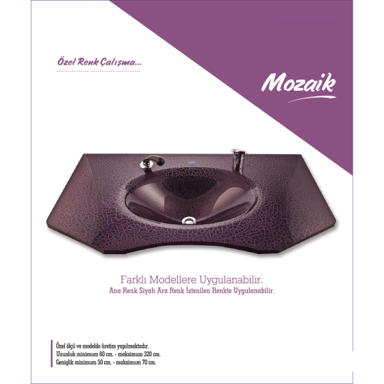 Cam Lavabo Mozaik Modeli 100x56 cm - Cam Lavabo Modelleri