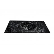 Cam Lavabo Mermer Desen Siyah Beyaz 100x56 cm