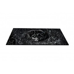 Cam Lavabo Mermer Desen Siyah Beyaz 100x56 cm
