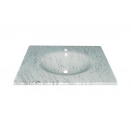 Cam Lavabo Mermer Desen Gümüş 100x56 cm