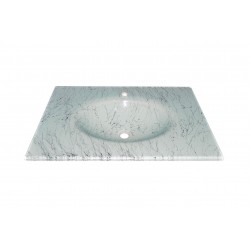 Cam Lavabo Mermer Desen Gümüş 100x56 cm