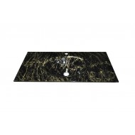 Cam Lavabo Mermer Desen Gold Siyah 100x56 cm
