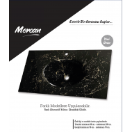 Cam Lavabo Mermer Desen Gold Siyah 100x56 cm