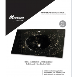 Cam Lavabo Mermer Desen Gold Siyah 100x56 cm