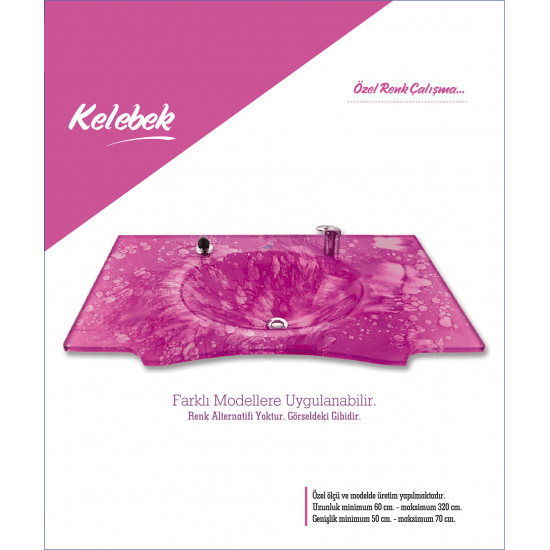 Cam Lavabo Kelebek Modeli 100x56 cm - Cam Lavabo Modelleri