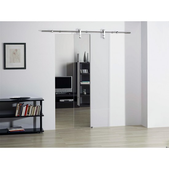 HT-8101E-SET-CAM Lama Paslanmaz Sürme Cam Kapı Mekanizma Seti - Paslanmaz Gizli Menteşeler