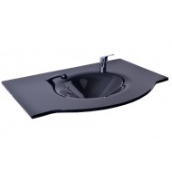 Kuaför Cam Lavabo 12 mm 100 x 56 cm Siyah K213