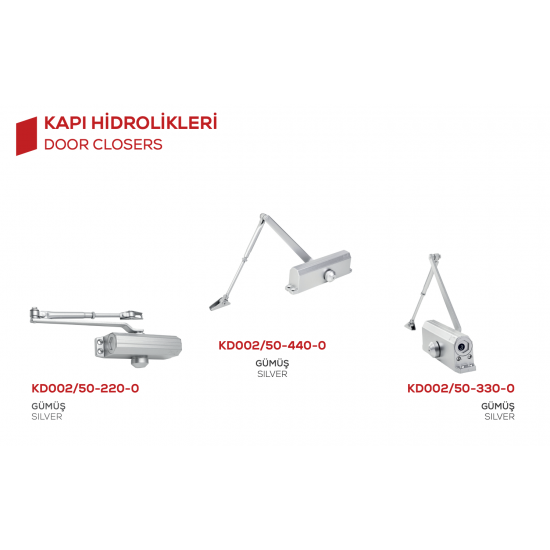 Kale Kapı Hidroliği Gümüş-Güç Ayarlı-5 Numara-(80-120 kg) - Kapı Hidroliği - Kapı İticisi