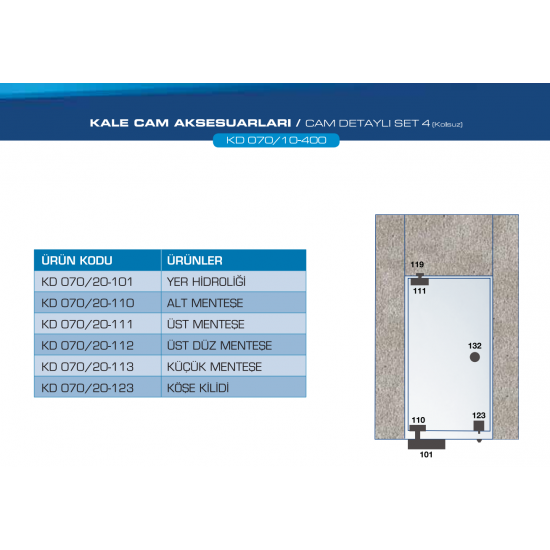 Kale Cam Aksesuar Seti Kolsuz Detaylı, Cam Kapı Aksesuar Seti - Cam Kapı Pompası Hidroliği