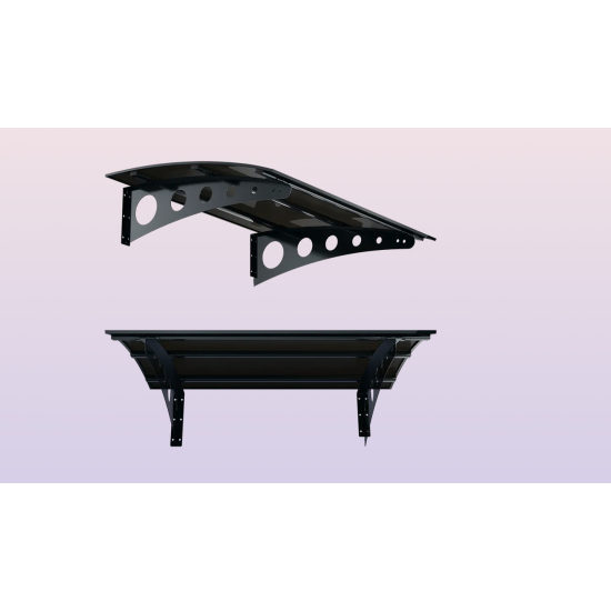 Metal Taşıyıcılı Kapı Üstü Pratik Sundurma Antrasit - Siyah Levha 150 x 150 Md1 - Metal Taşıyıcı Kapı Üstü Pratik Sundurma