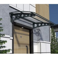 Metal Taşıyıcılı Kapı Üstü Pratik Sundurma Antrasit - Şeffaf Levha 120 x 70 Md1