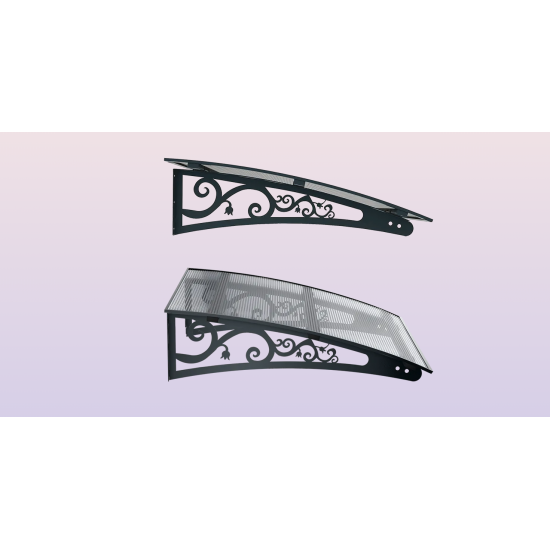 Metal Taşıyıcılı Kapı Üstü Pratik Sundurma Antrasit - Şeffaf Levha 100 x 70 Md2 - Metal Taşıyıcı Kapı Üstü Pratik Sundurma