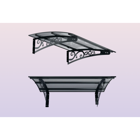 Metal Taşıyıcılı Kapı Üstü Pratik Sundurma Antrasit - Şeffaf Levha 100 x 100 Md2 - Metal Taşıyıcı Kapı Üstü Pratik Sundurma