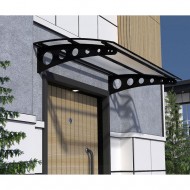 Metal Taşıyıcılı Kapı Üstü Pratik Sundurma Siyah - Şeffaf Levha 170 x 70 Md1