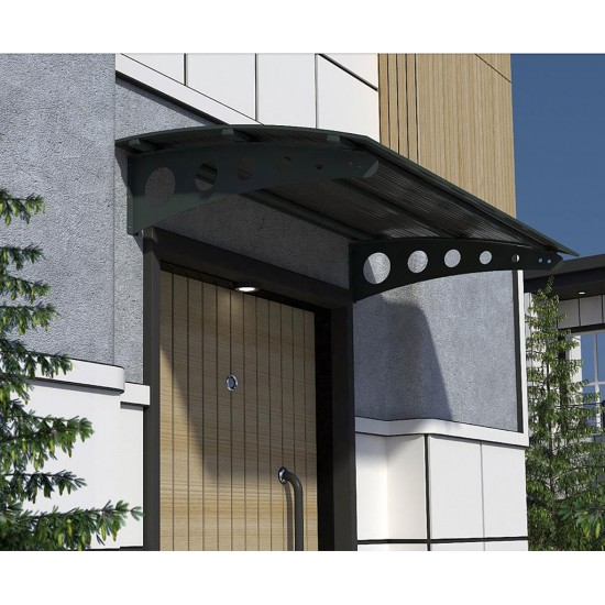 Metal Taşıyıcılı Kapı Üstü Pratik Sundurma Antrasit - Siyah Levha 300 x 70  Md1 - Metal Taşıyıcı Kapı Üstü Pratik Sundurma