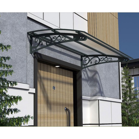 Metal Taşıyıcılı Kapı Üstü Pratik Sundurma Antrasit - Şeffaf Levha 220 x 100 Md2 - Metal Taşıyıcı Kapı Üstü Pratik Sundurma