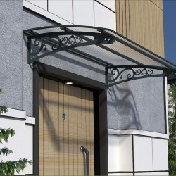 Metal Taşıyıcılı Kapı Üstü Pratik Sundurma Antrasit - Şeffaf Levha 170 x 80 Md2