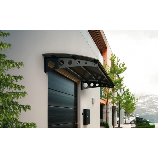 Metal Taşıyıcılı Kapı Üstü Pratik Sundurma Antrasit - Siyah Levha 250 x 150 Md1 - Metal Taşıyıcı Kapı Üstü Pratik Sundurma