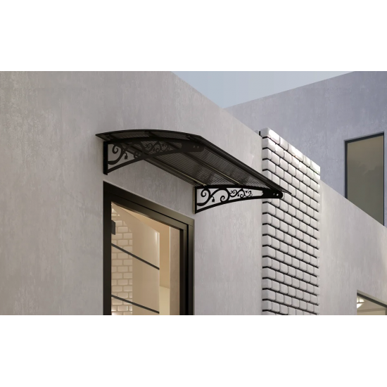 Metal Taşıyıcılı Kapı Üstü Pratik Sundurma Antrasit - Siyah Levha 250 x 150 Md2 - Metal Taşıyıcı Kapı Üstü Pratik Sundurma
