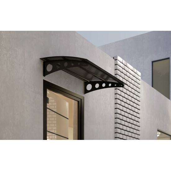 Metal Taşıyıcılı Kapı Üstü Pratik Sundurma Antrasit - Siyah Levha 300 x 150 Md1 - Metal Taşıyıcı Kapı Üstü Pratik Sundurma