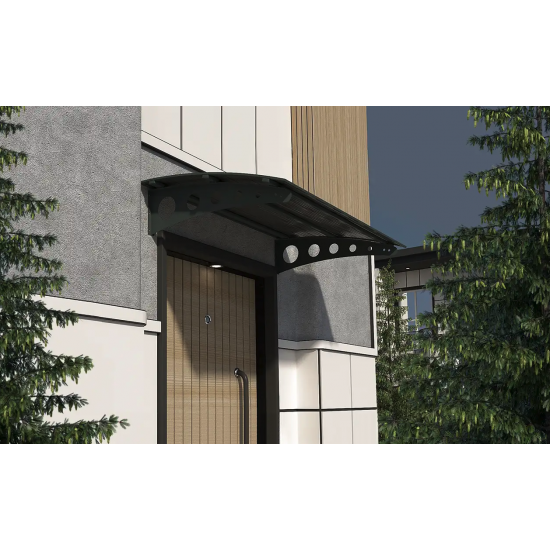 Metal Taşıyıcılı Kapı Üstü Pratik Sundurma Antrasit - Siyah Levha 300 x 150 Md1 - Metal Taşıyıcı Kapı Üstü Pratik Sundurma