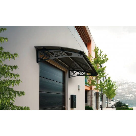 Metal Taşıyıcılı Kapı Üstü Pratik Sundurma Antrasit - Siyah Levha 300 x 150 Md2 - Metal Taşıyıcı Kapı Üstü Pratik Sundurma