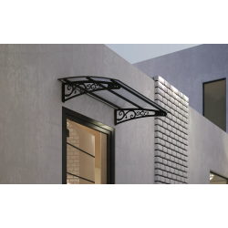 Metal Taşıyıcılı Kapı Üstü Pratik Sundurma Antrasit - Şeffaf Levha 350 x 150 Md2
