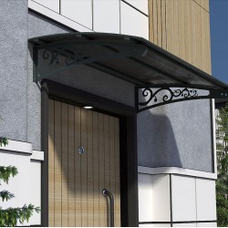 Metal Taşıyıcılı Kapı Üstü Pratik Sundurma Antrasit - Siyah Levha 200 x 200 Md2