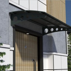 Metal Taşıyıcılı Kapı Üstü Pratik Sundurma Antrasit - Siyah Levha 180 x 110 Md1