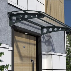 Metal Taşıyıcılı Kapı Üstü Pratik Sundurma Antrasit - Şeffaf Levha 190 x 110 Md1