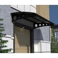 Metal Taşıyıcılı Kapı Üstü Pratik Sundurma Siyah - Siyah Levha 220 x 110 Md1